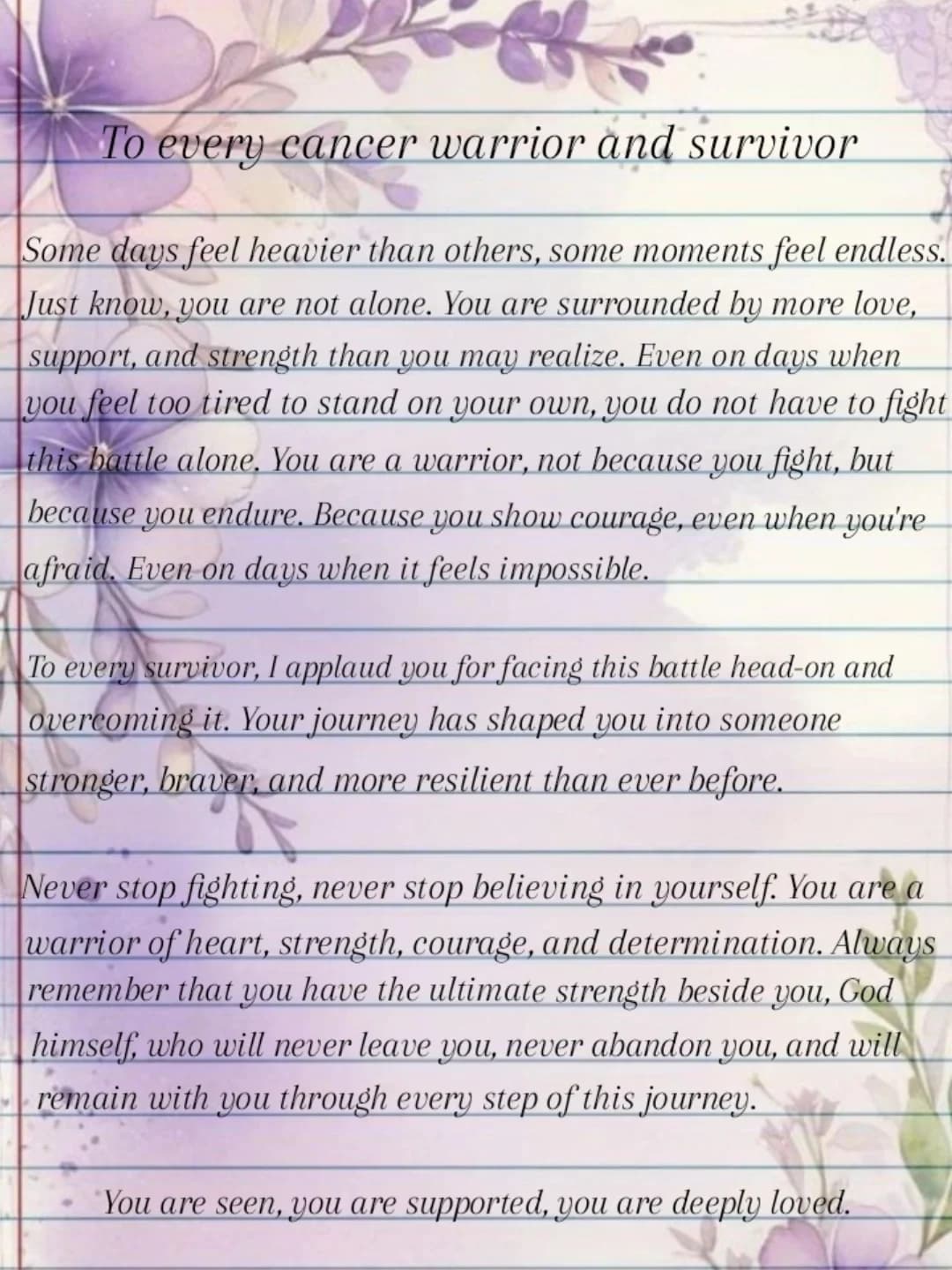 To our brave cancer warriors and survivors, 💪 you are not alone, even on the to